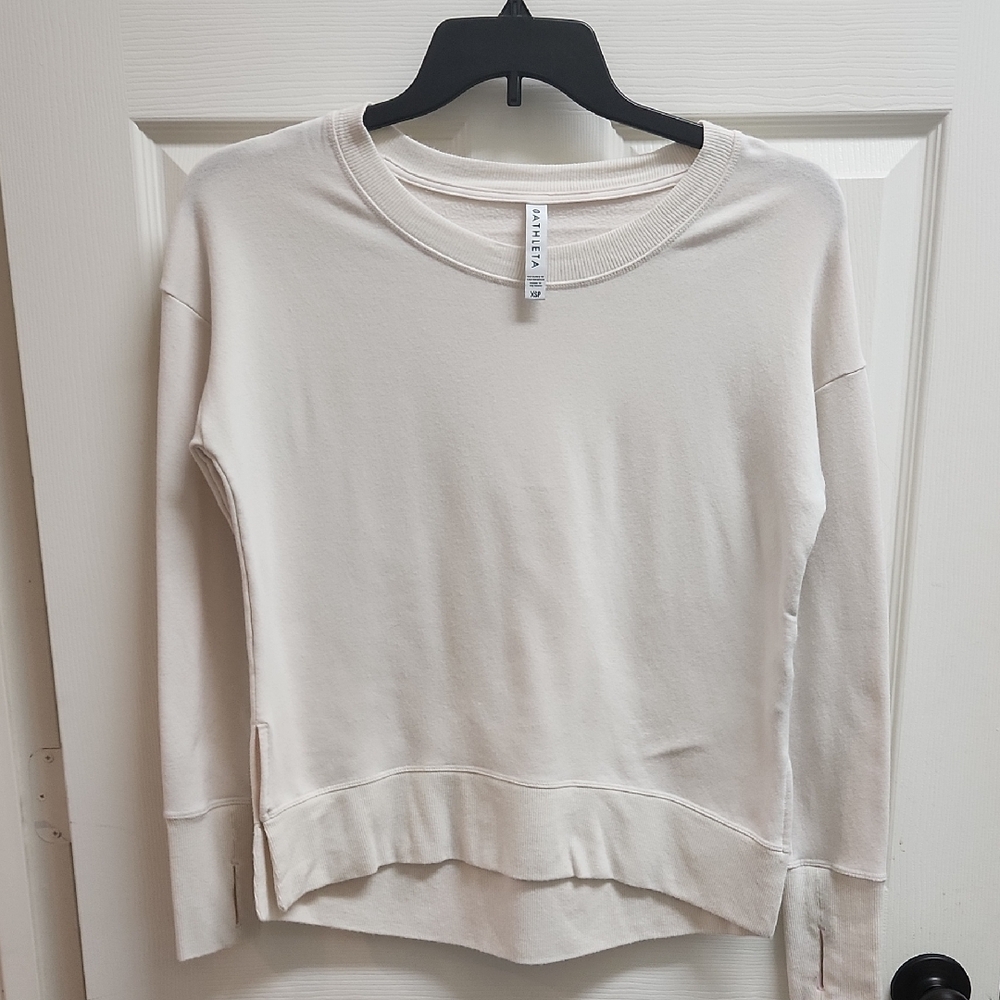 Athleta Cream Crew Neck Sweatshirt